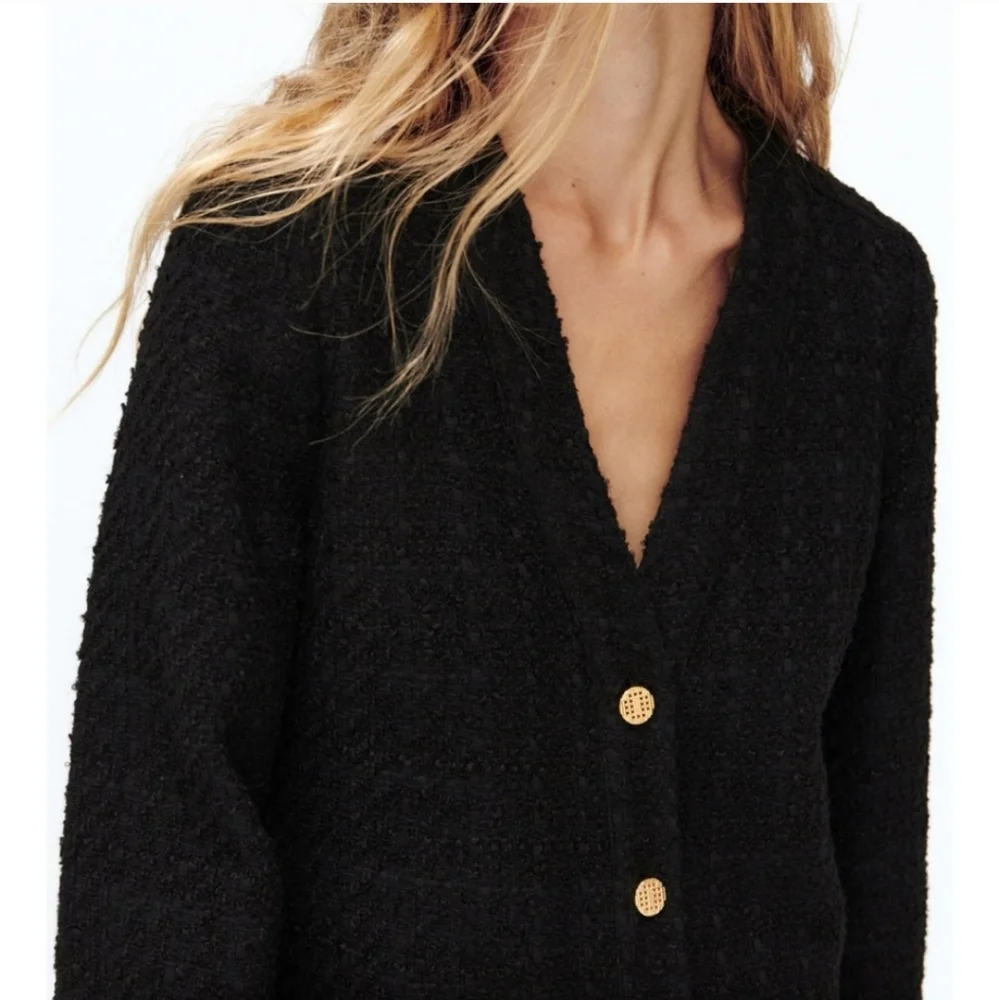 Zara * Textured Tweed Black Blazer Dress - Picture 10 of 10